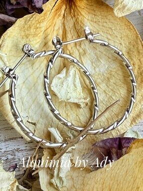 Alquimia Silver Twisted Hoop Earrings